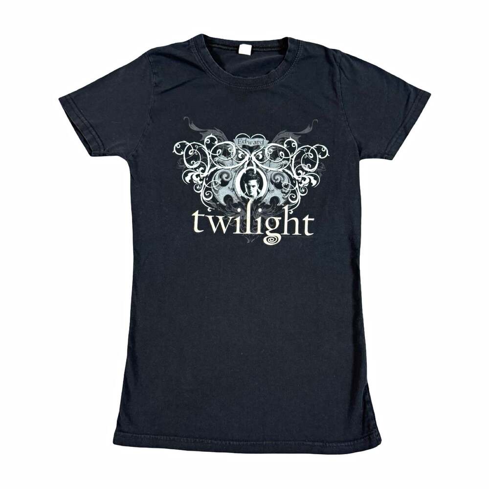 Vintage Y2K Girls Twilight Edward Graphic Tee Black Crew Neck Short Sleeve XS